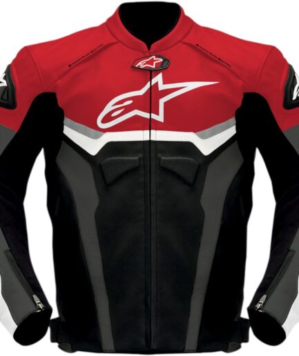 Alpinestars Celer Leather Motorcycle Racing Jacket - Black/Red/Gray