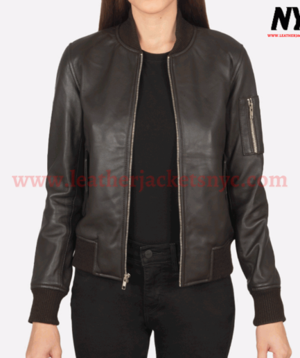 Ava Ma-1 Brown Genuine Bomber Leather Jacket
