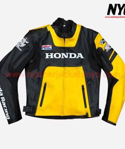 Honda CBR Leather Motorbike Racing Yellow Jacket