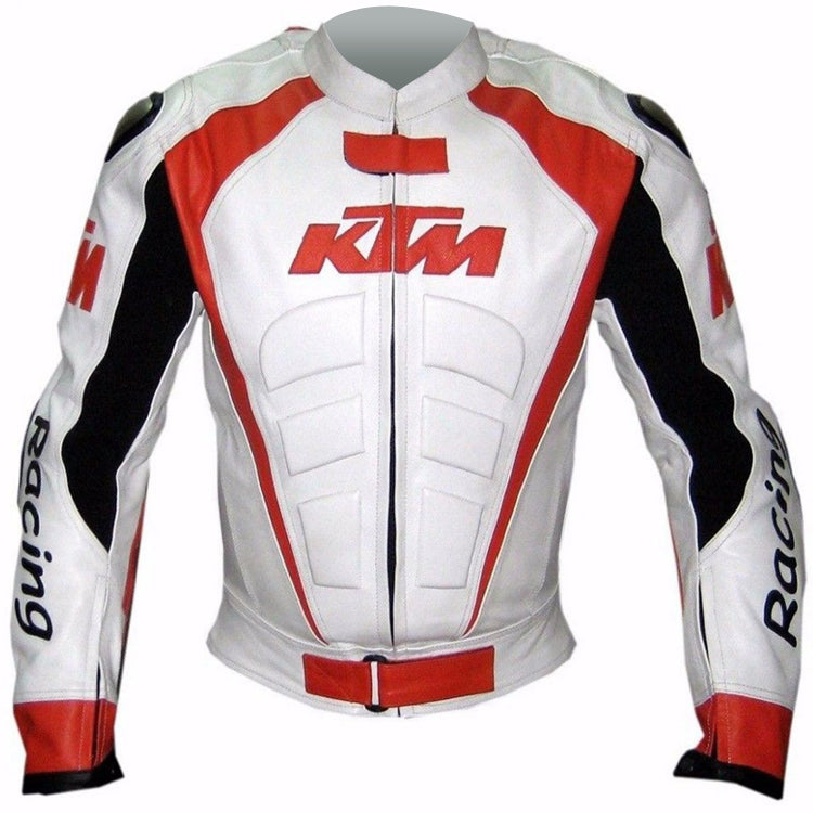 KTM Racing Motorcycle Leather Jacket with Safety Pads