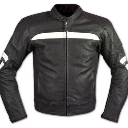White Stripe Motorbike Leather Jacket