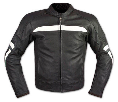 White Stripe Motorbike Leather Jacket