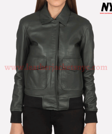 Westa A-2 Bomber Green Leather Jacket