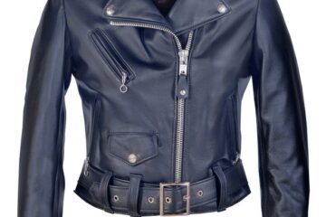 Women's Cropped Perfecto blue in Lambskin Leather Jacket