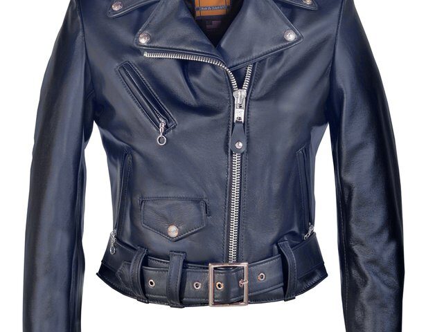 Women's Cropped Perfecto blue in Lambskin Leather Jacket
