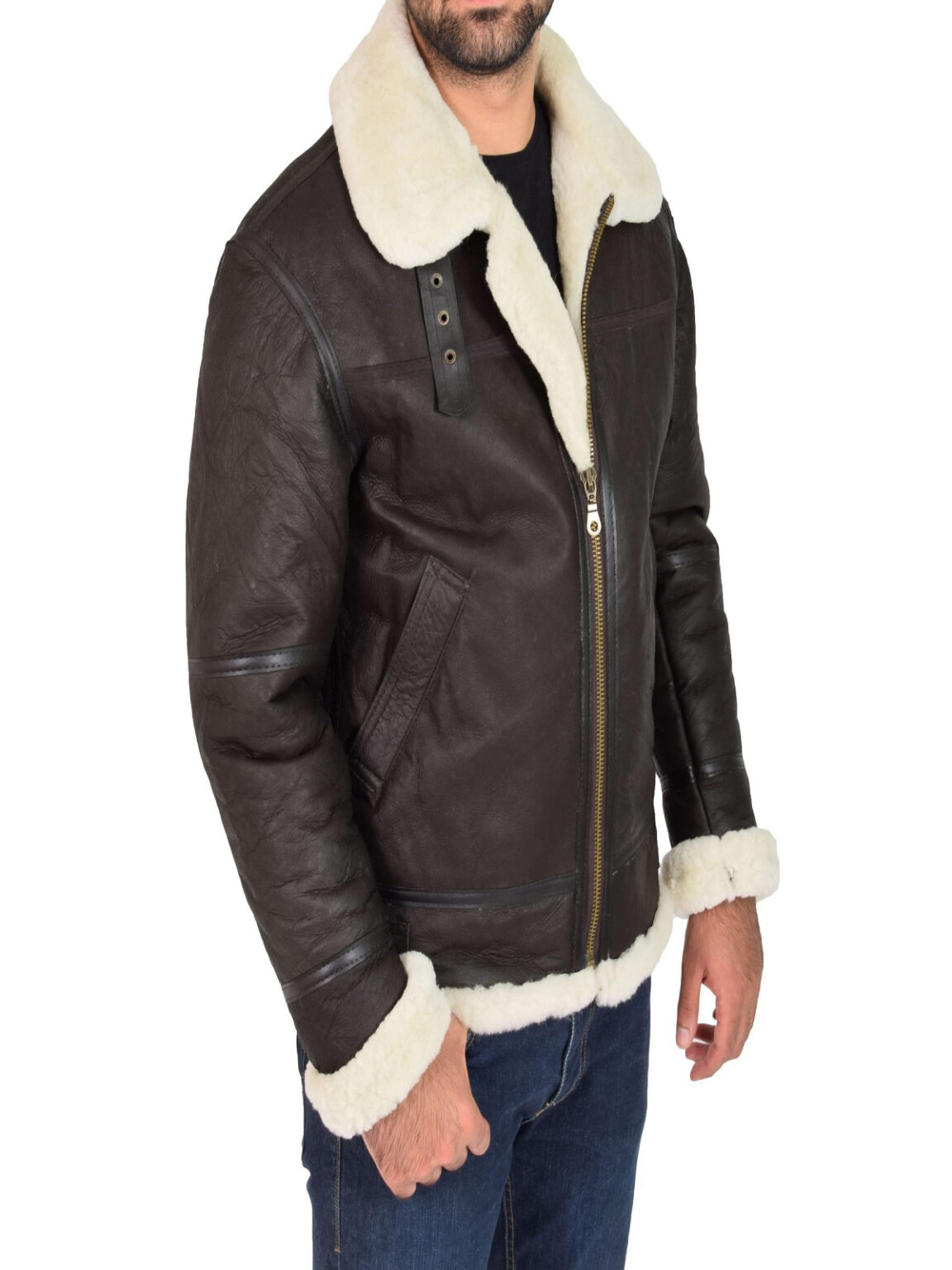 Men's Genuine Leather Bomber Jackets - Shearling Leather Jackets